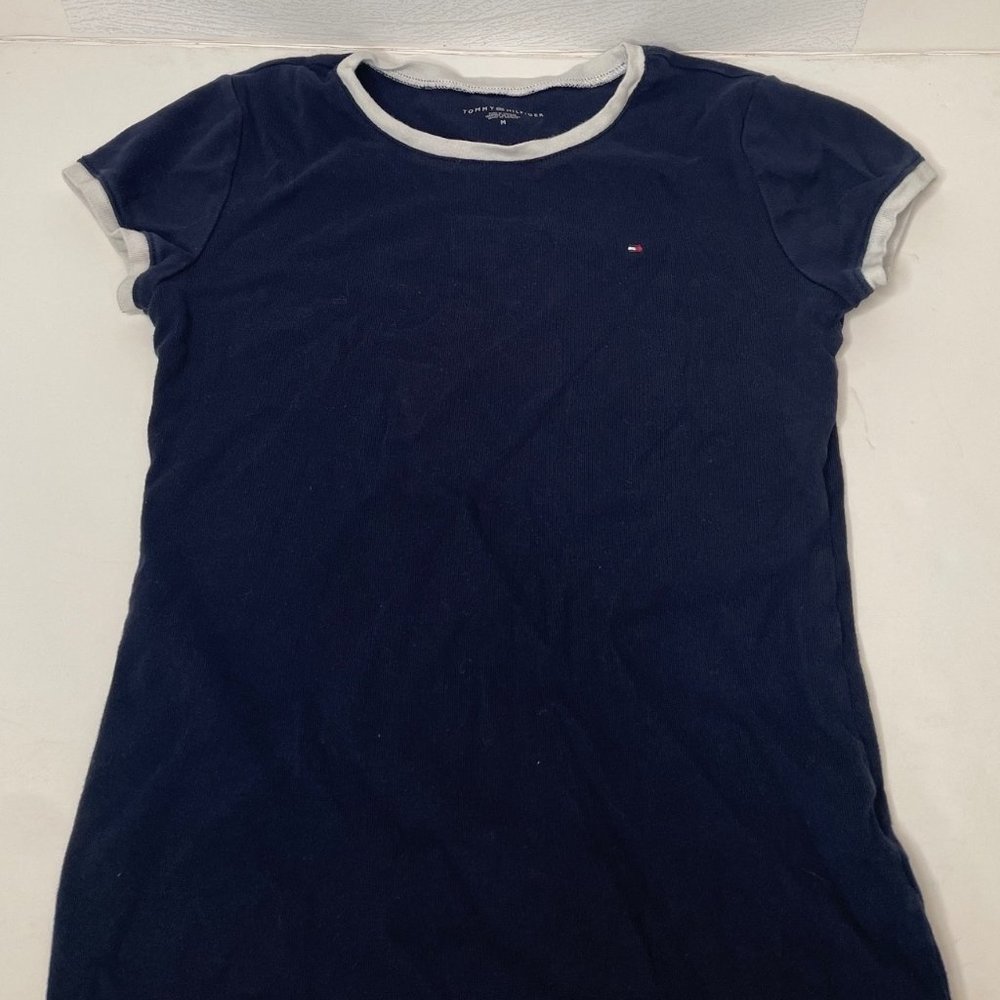Tommy Hilfiger Navy Blue White Crewneck T-Shirt Womens Medium
